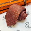 Hermes Style Men's Equestrian Motif Silk Tie