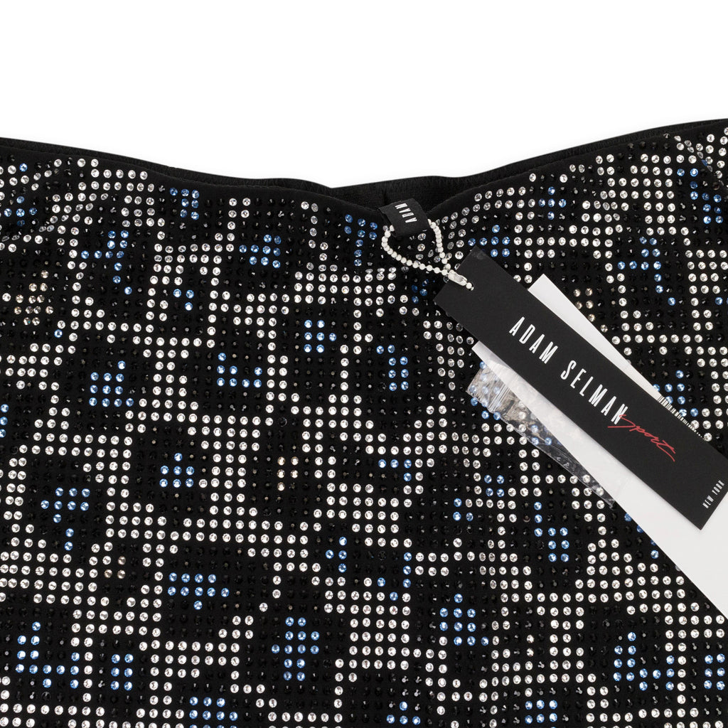 ADAM SELMAN CRYSTAL RHINESTONE LEOPARD BLUE MINI SKIRT
