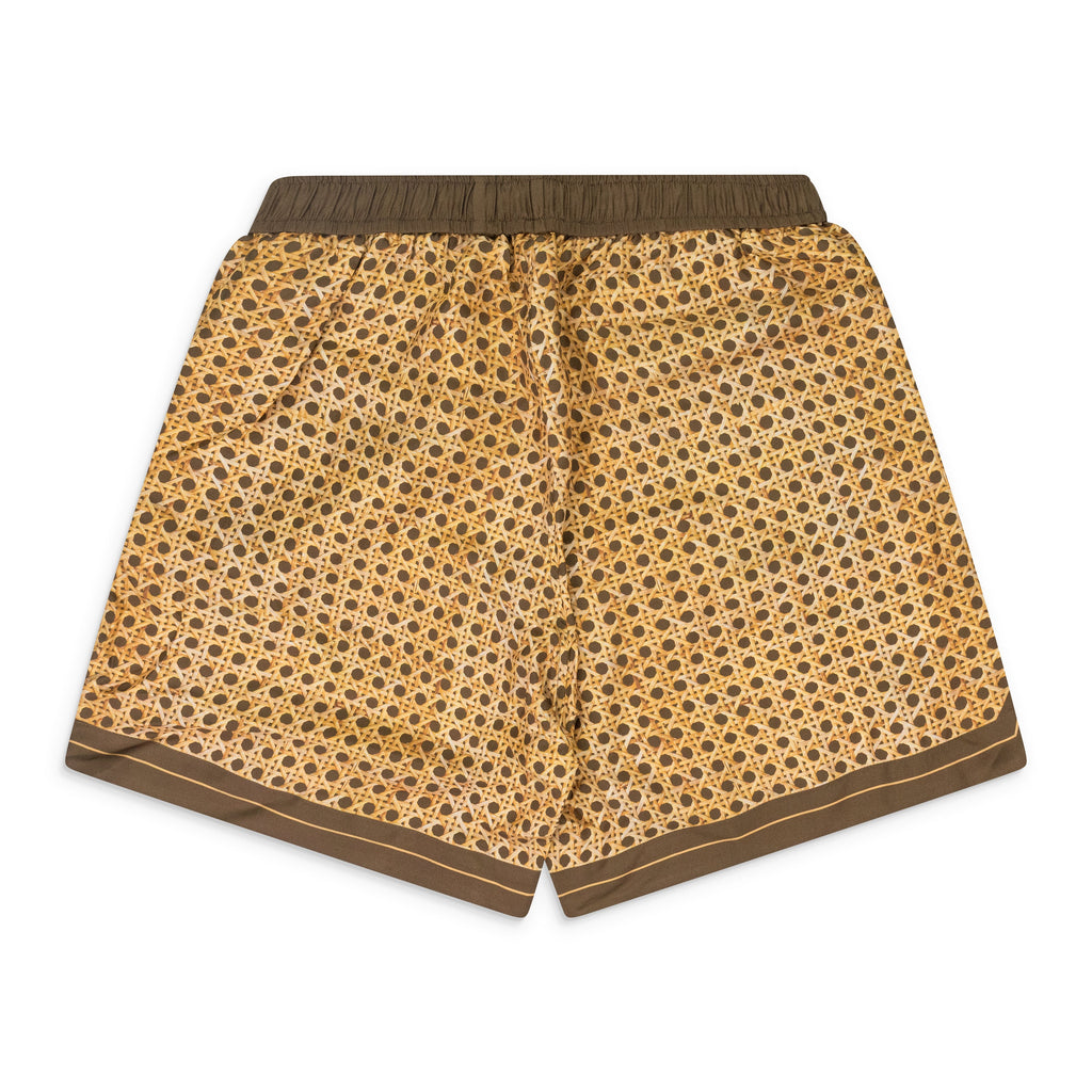 Brown Weave Pattern Silk Shorts