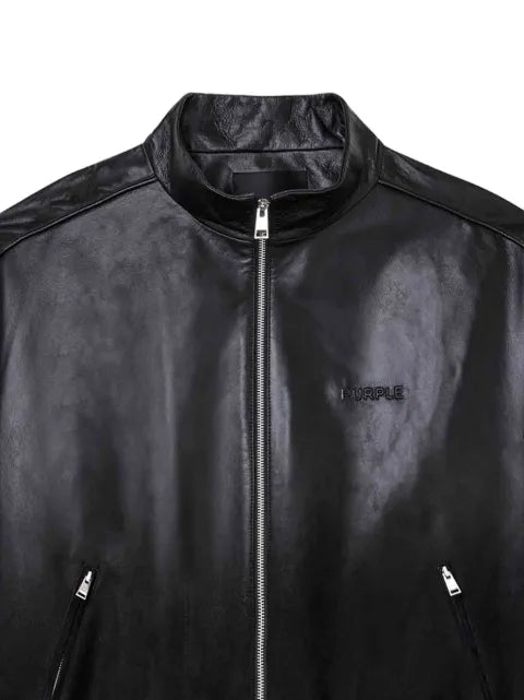 Purple Brand leather bomber jacket