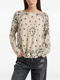kujten bandana-print distressed-finish sweater