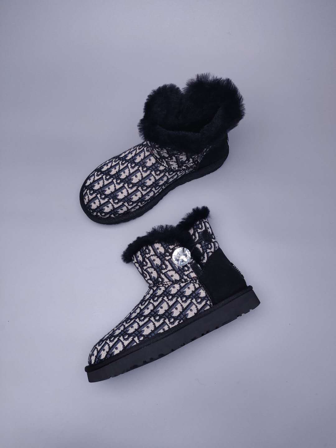 Dior-Inspired Textured Snow Boot — Black | New Arrival | In Stock