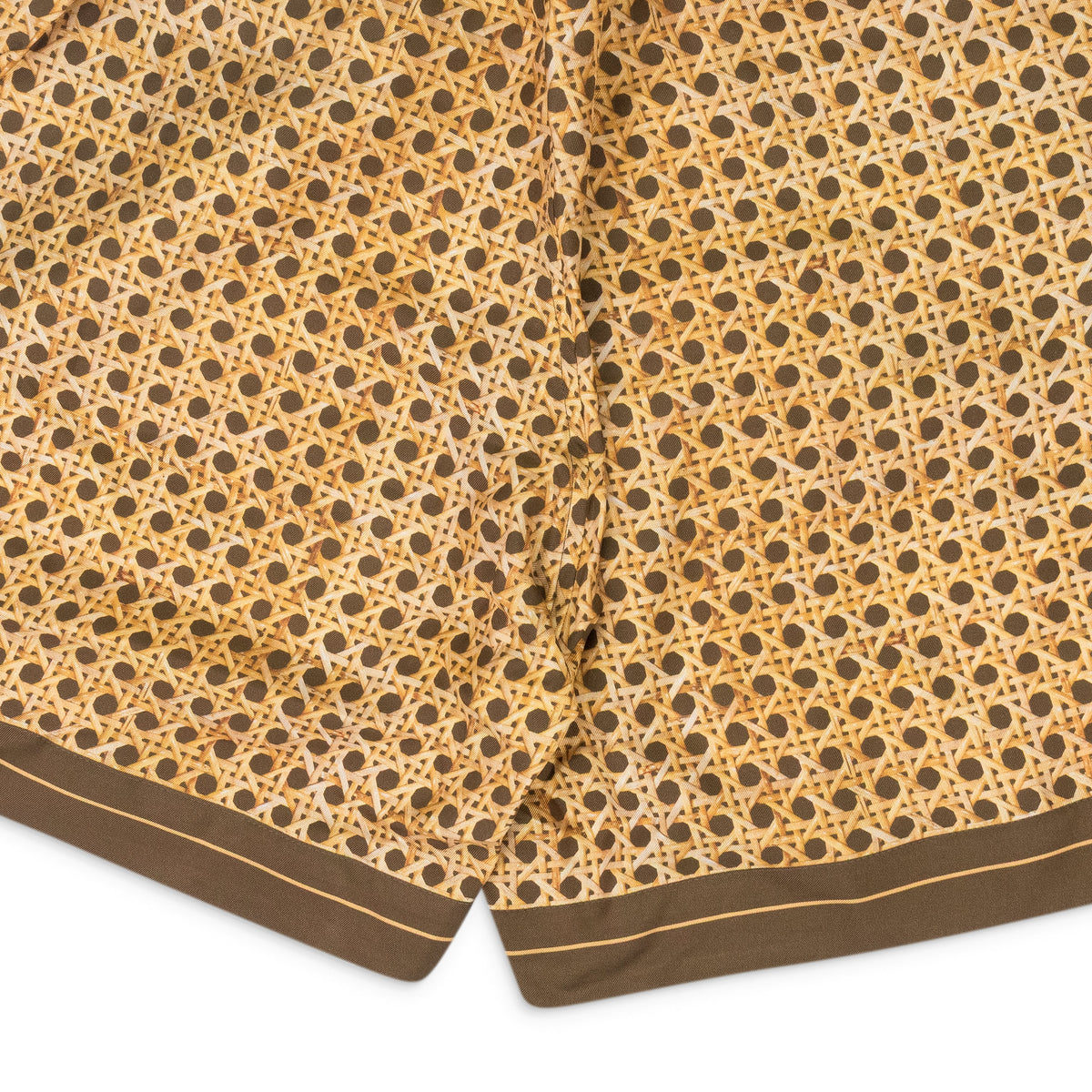 Brown Weave Pattern Silk Shorts