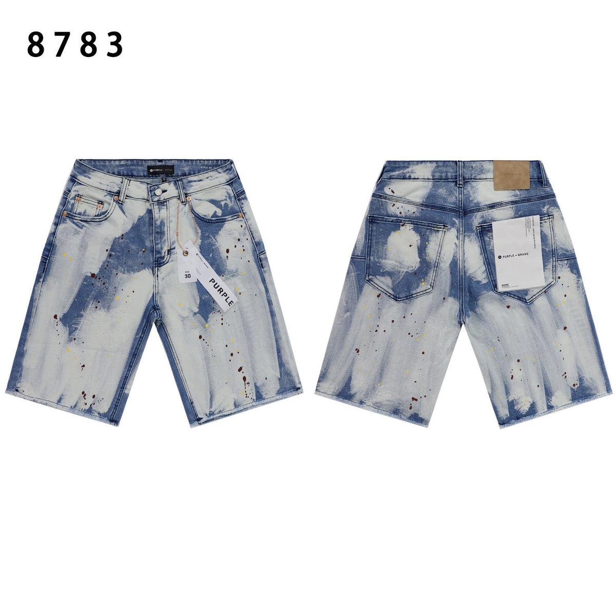 Purple Brand Brush Paint Distressed Denim Shorts Unisex