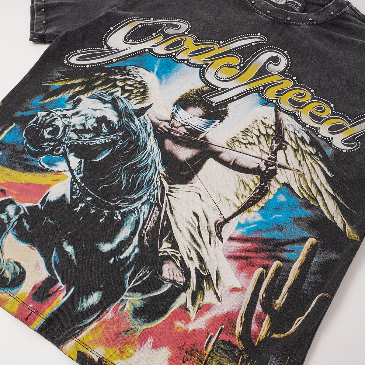 Godspeed Angel Horse Rhinestone Graphic T-Shirt