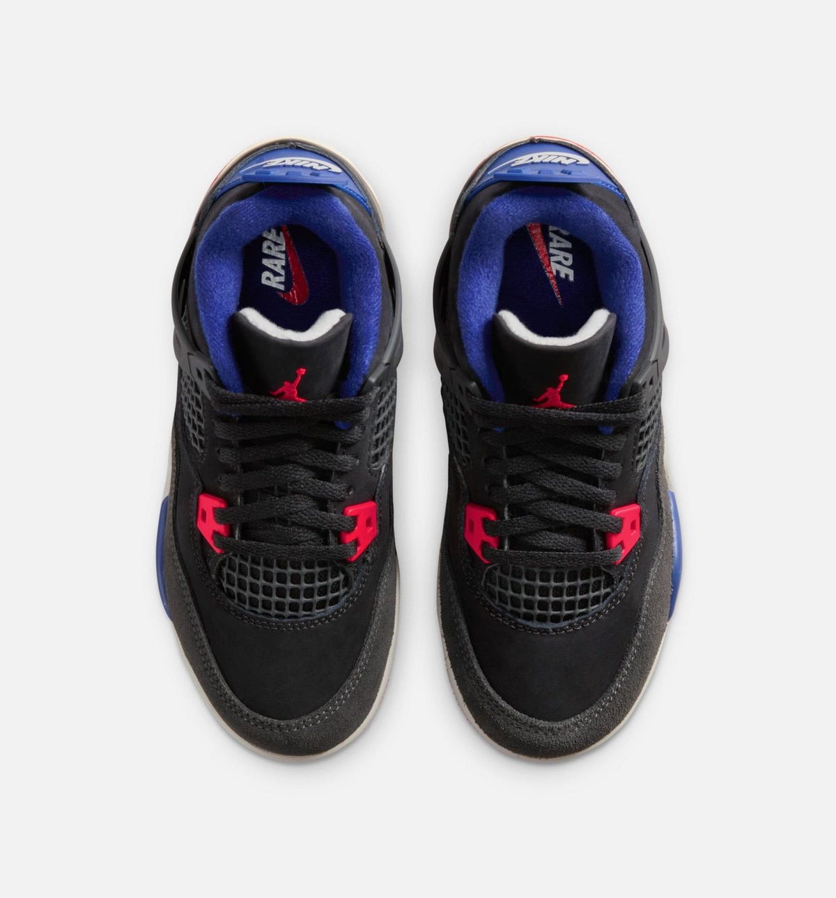 Air Jordan 4 Retro 'Rare Air' Preschool - Black/Fire Red/Deep Royal Blue