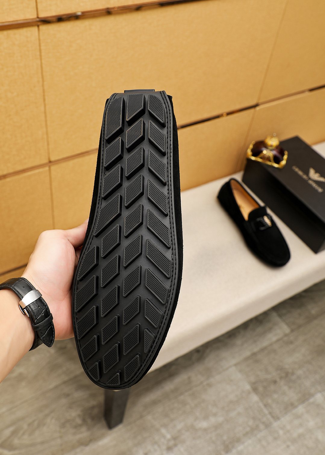 Prada Black Metal Bar Loafers