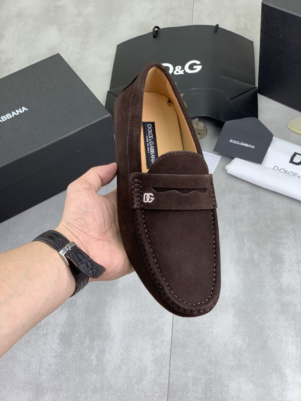 Dolce & Gabbana Men's Stitched-Toe Driving Loafers