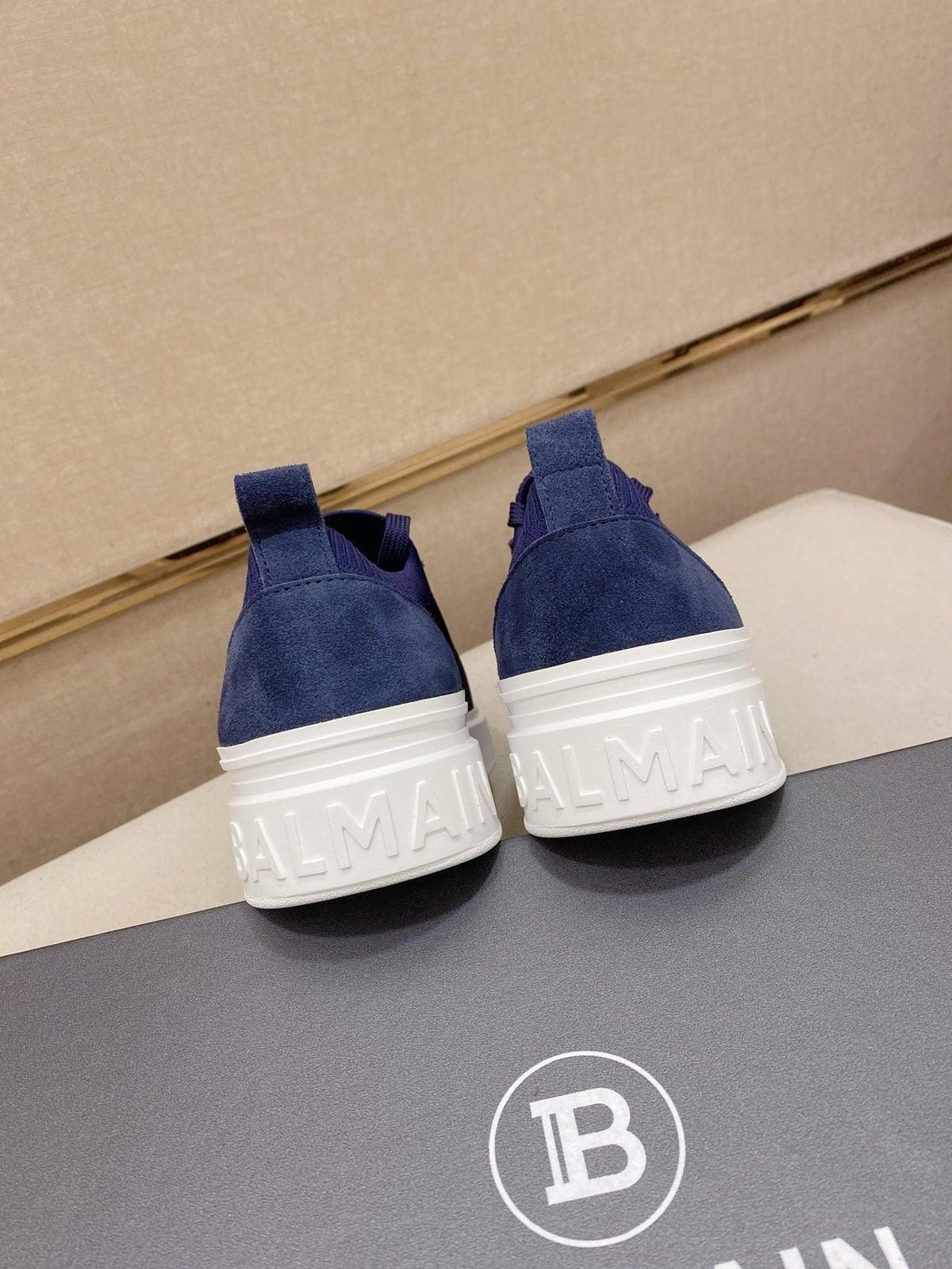 Balmain Men's Knit Low-Top Sneakers - Monogram Detail