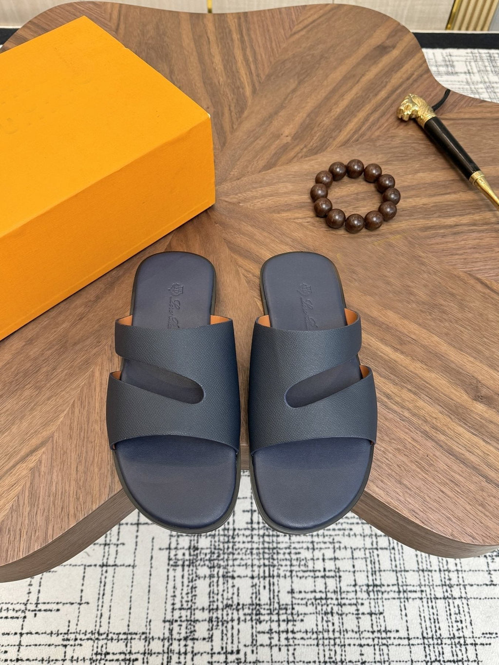 Loro Piana Cross-Strap Slide Sandals