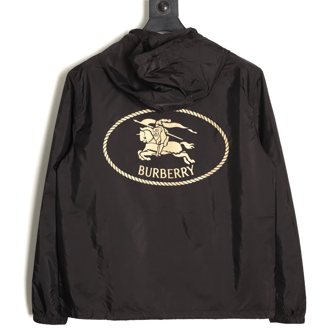 Burberry Equestrian Emblem Hooded Zip Jacket - Black