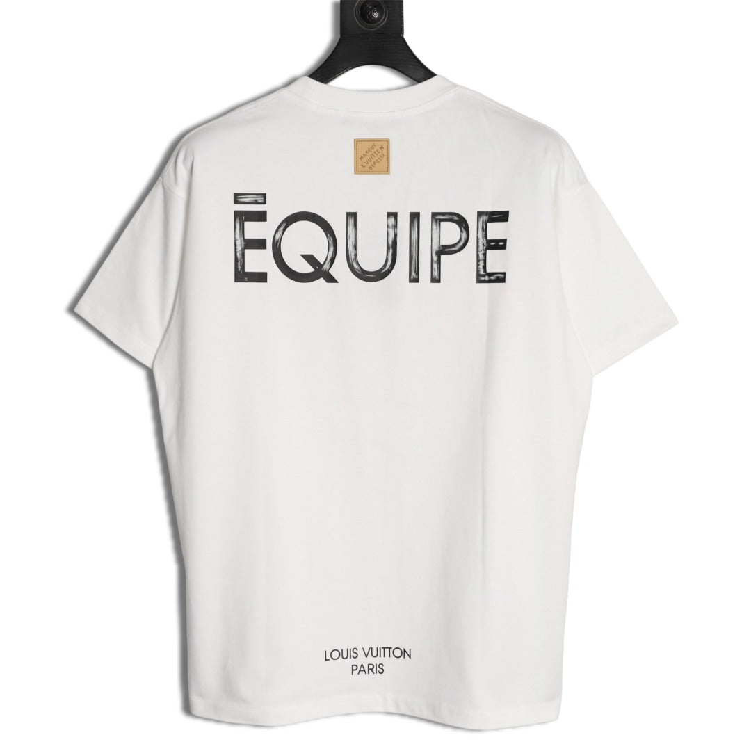 Louis Vuitton L.V.M. and Equipe Lettering Short-Sleeve T-Shirt - White